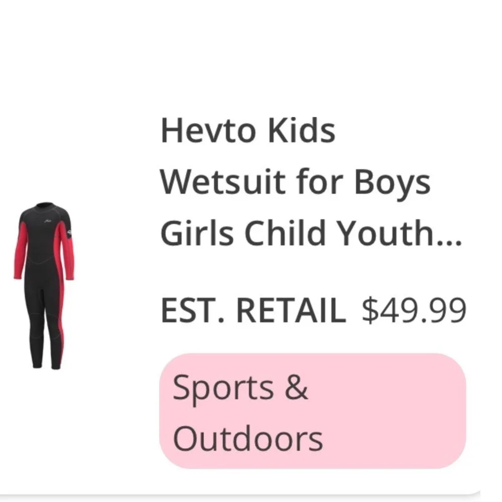 Hevto Wetsuit Youth Size 12 Black Red New 3mm Neoprene Full Body Long Sleeve